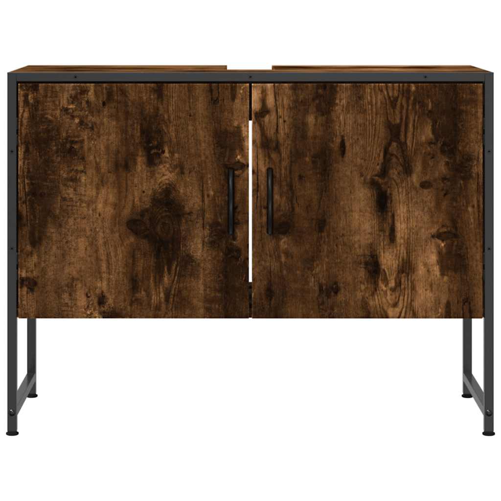 Bathroom Sink Cabinet Smoked Oak 80x33x60 cm Engineered Wood