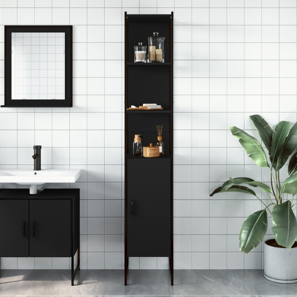Bathroom Cabinet Black 33x33x185.5 cm Engineered Wood