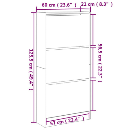 Shoe Cabinet Black 60x21x125.5 cm Engineered Wood