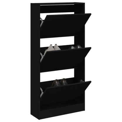 Shoe Cabinet Black 60x21x125.5 cm Engineered Wood