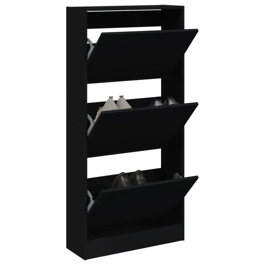 Shoe Cabinet Black 60x21x125.5 cm Engineered Wood
