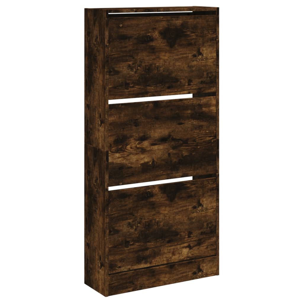 Shoe Cabinet Smoked Oak 60x21x125.5 cm Engineered Wood