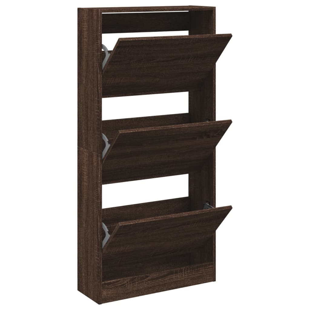 Shoe Cabinet Brown Oak 60x21x125.5 cm Engineered Wood