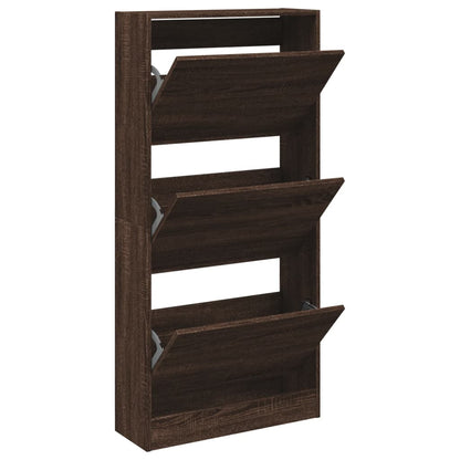 Shoe Cabinet Brown Oak 60x21x125.5 cm Engineered Wood