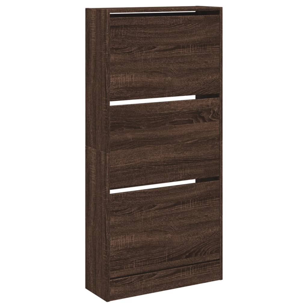 Shoe Cabinet Brown Oak 60x21x125.5 cm Engineered Wood