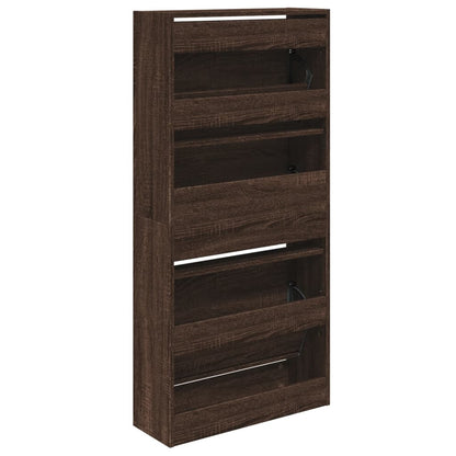 Shoe Cabinet Brown Oak 60x21x125.5 cm Engineered Wood