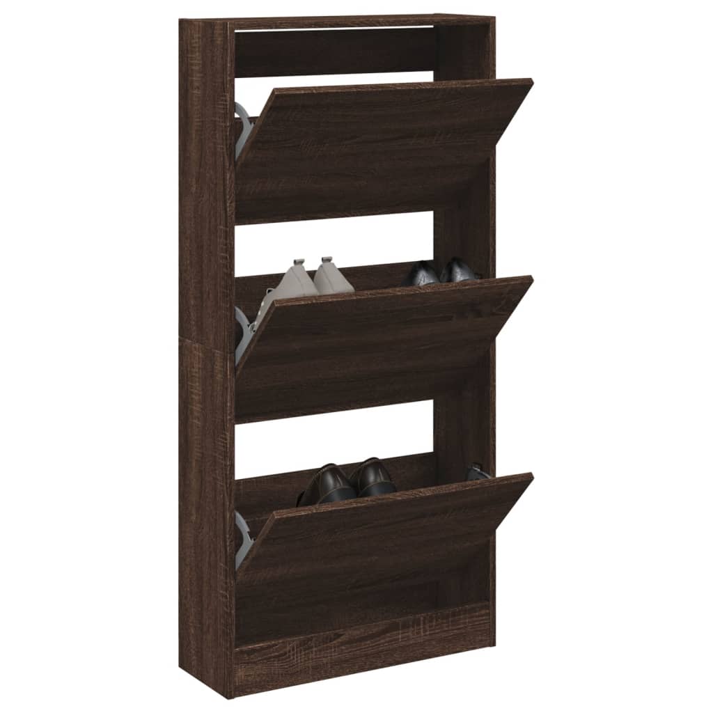 Shoe Cabinet Brown Oak 60x21x125.5 cm Engineered Wood