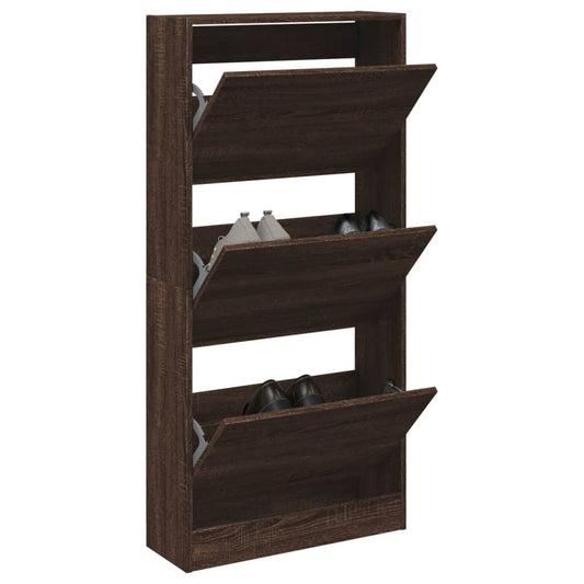 Shoe Cabinet Brown Oak 60x21x125.5 cm Engineered Wood