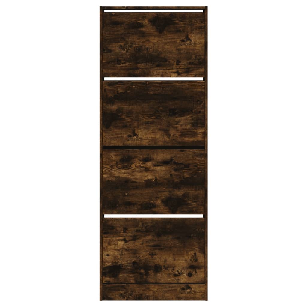 Shoe Cabinet Smoked Oak 60x21x163.5 cm Engineered Wood