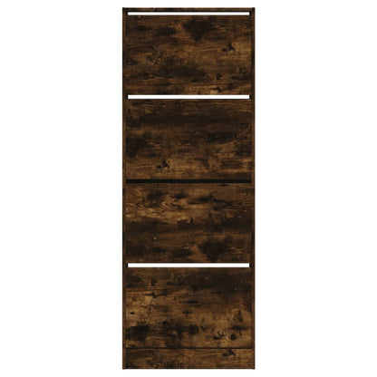 Shoe Cabinet Smoked Oak 60x21x163.5 cm Engineered Wood