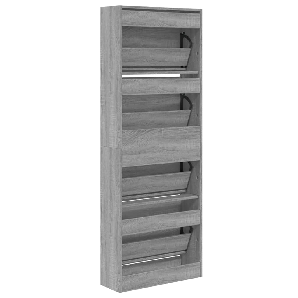 Shoe Cabinet Grey Sonoma 60x21x163.5 cm Engineered Wood