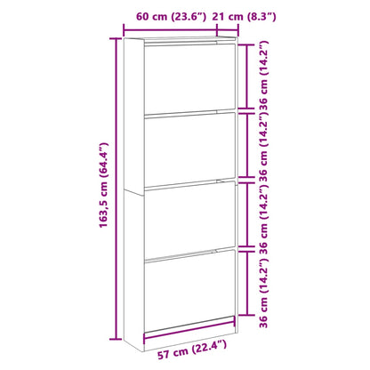 Shoe Cabinet Grey Sonoma 60x21x163.5 cm Engineered Wood