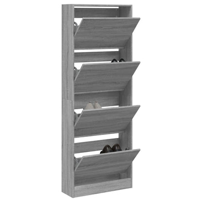 Shoe Cabinet Grey Sonoma 60x21x163.5 cm Engineered Wood