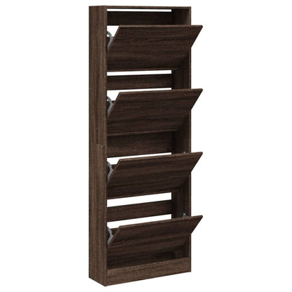 Shoe Cabinet Brown Oak 60x21x163.5 cm Engineered Wood