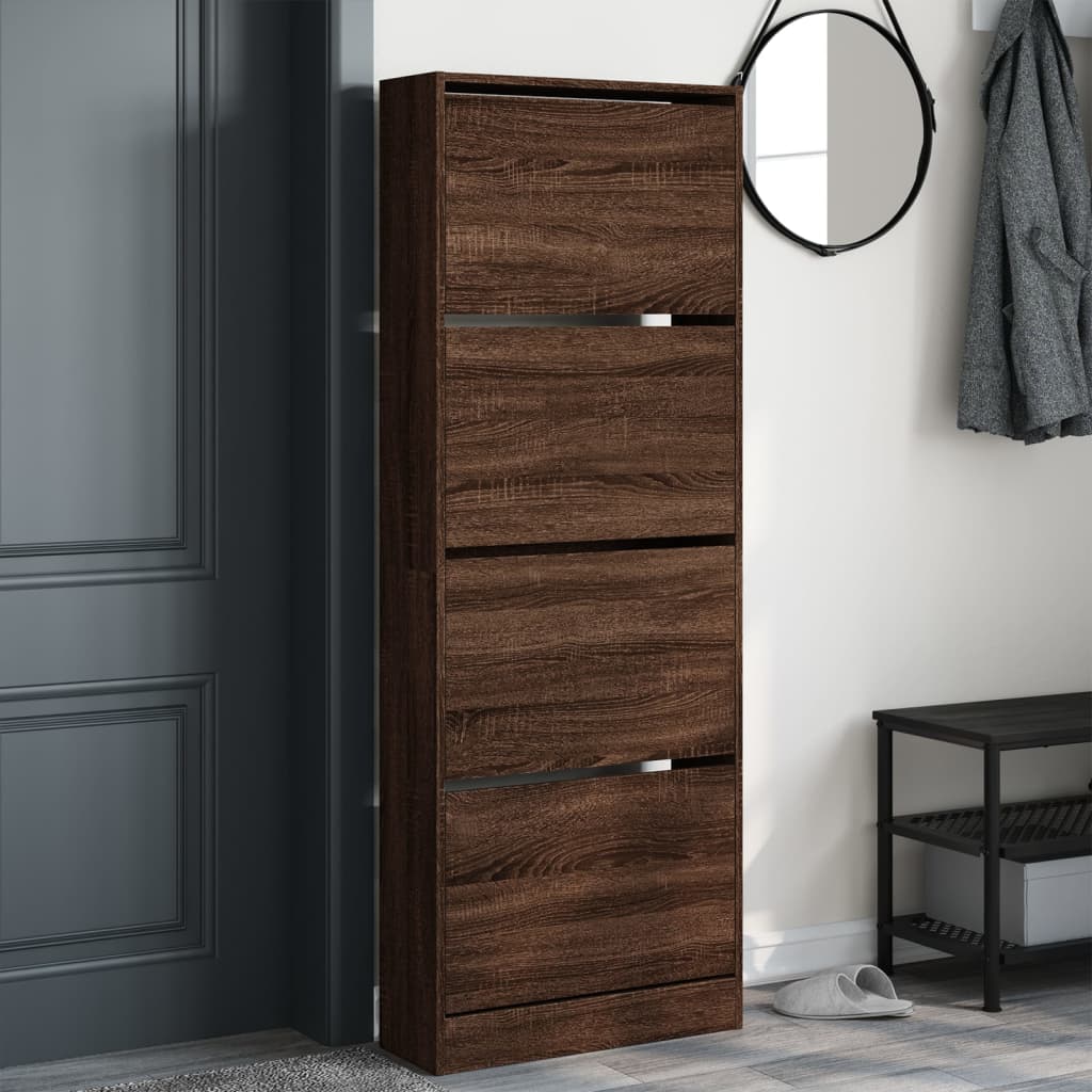 Shoe Cabinet Brown Oak 60x21x163.5 cm Engineered Wood