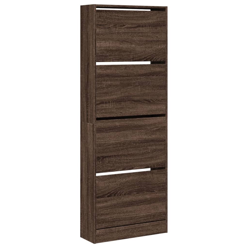 Shoe Cabinet Brown Oak 60x21x163.5 cm Engineered Wood