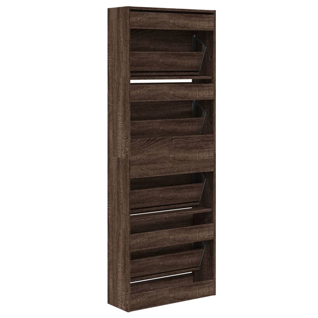 Shoe Cabinet Brown Oak 60x21x163.5 cm Engineered Wood