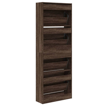 Shoe Cabinet Brown Oak 60x21x163.5 cm Engineered Wood