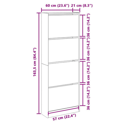 Shoe Cabinet Brown Oak 60x21x163.5 cm Engineered Wood
