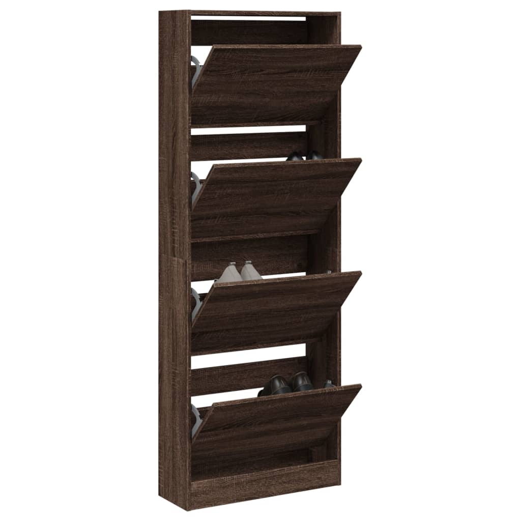 Shoe Cabinet Brown Oak 60x21x163.5 cm Engineered Wood