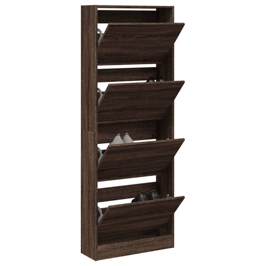 Shoe Cabinet Brown Oak 60x21x163.5 cm Engineered Wood