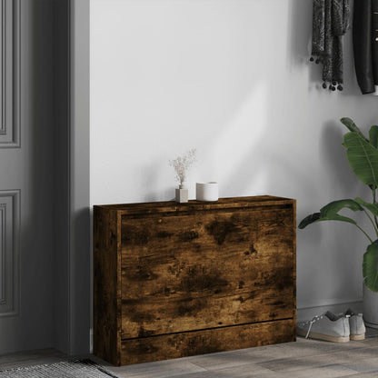 Shoe Cabinet Smoked Oak 80x21x57 cm Engineered Wood