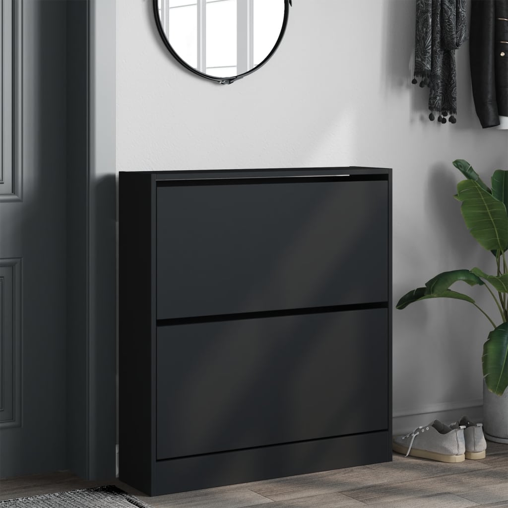 Shoe Cabinet Black 80x21x87.5 cm Engineered Wood