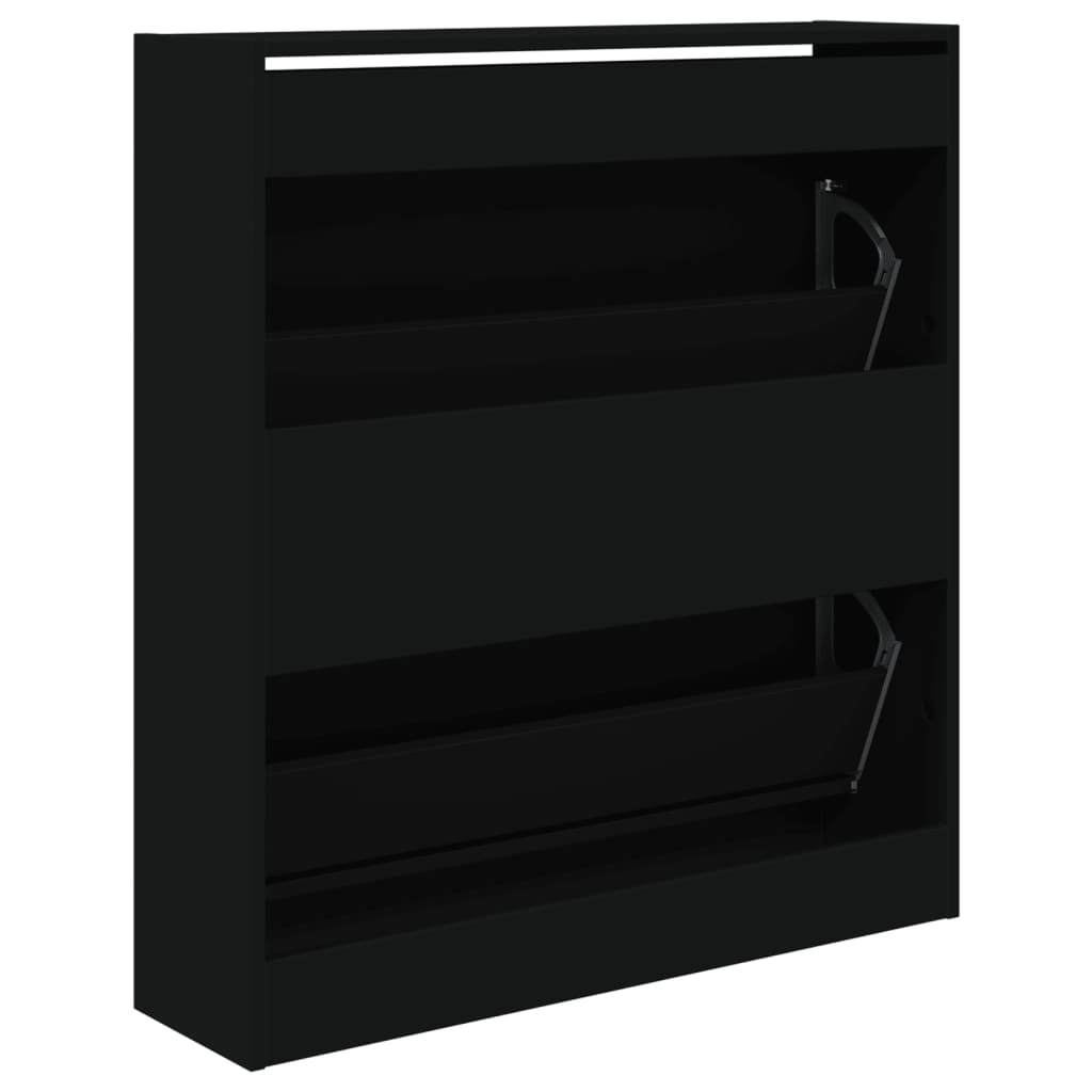 Shoe Cabinet Black 80x21x87.5 cm Engineered Wood
