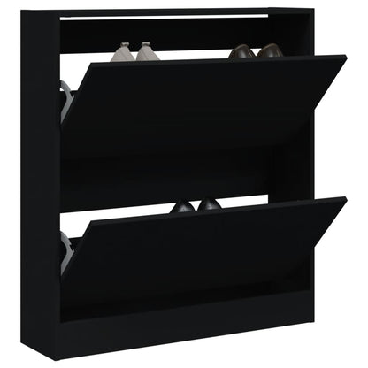 Shoe Cabinet Black 80x21x87.5 cm Engineered Wood