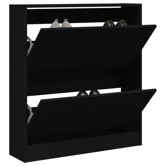 Shoe Cabinet Black 80x21x87.5 cm Engineered Wood