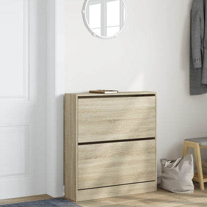 Shoe Cabinet Sonoma Oak 80x21x87.5 cm Engineered Wood
