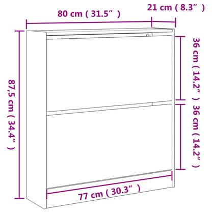 Shoe Cabinet Sonoma Oak 80x21x87.5 cm Engineered Wood