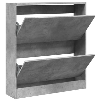 Shoe Cabinet Concrete Grey 80x21x87.5 cm Engineered Wood