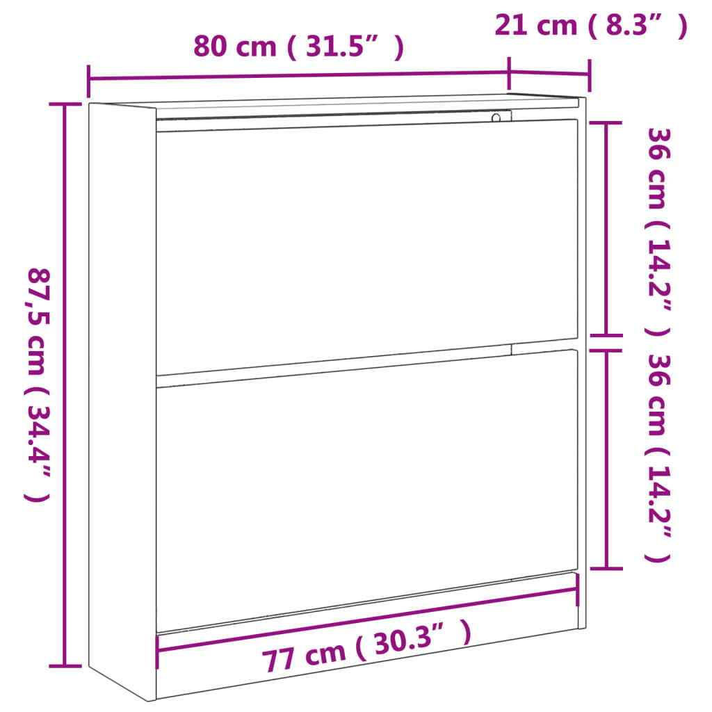 Shoe Cabinet Concrete Grey 80x21x87.5 cm Engineered Wood