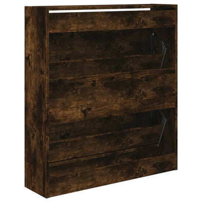 Shoe Cabinet Smoked Oak 80x21x87.5 cm Engineered Wood