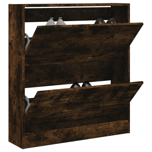Shoe Cabinet Smoked Oak 80x21x87.5 cm Engineered Wood