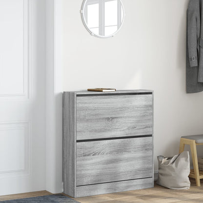 Shoe Cabinet Grey Sonoma 80x21x87.5 cm Engineered Wood