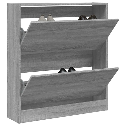 Shoe Cabinet Grey Sonoma 80x21x87.5 cm Engineered Wood