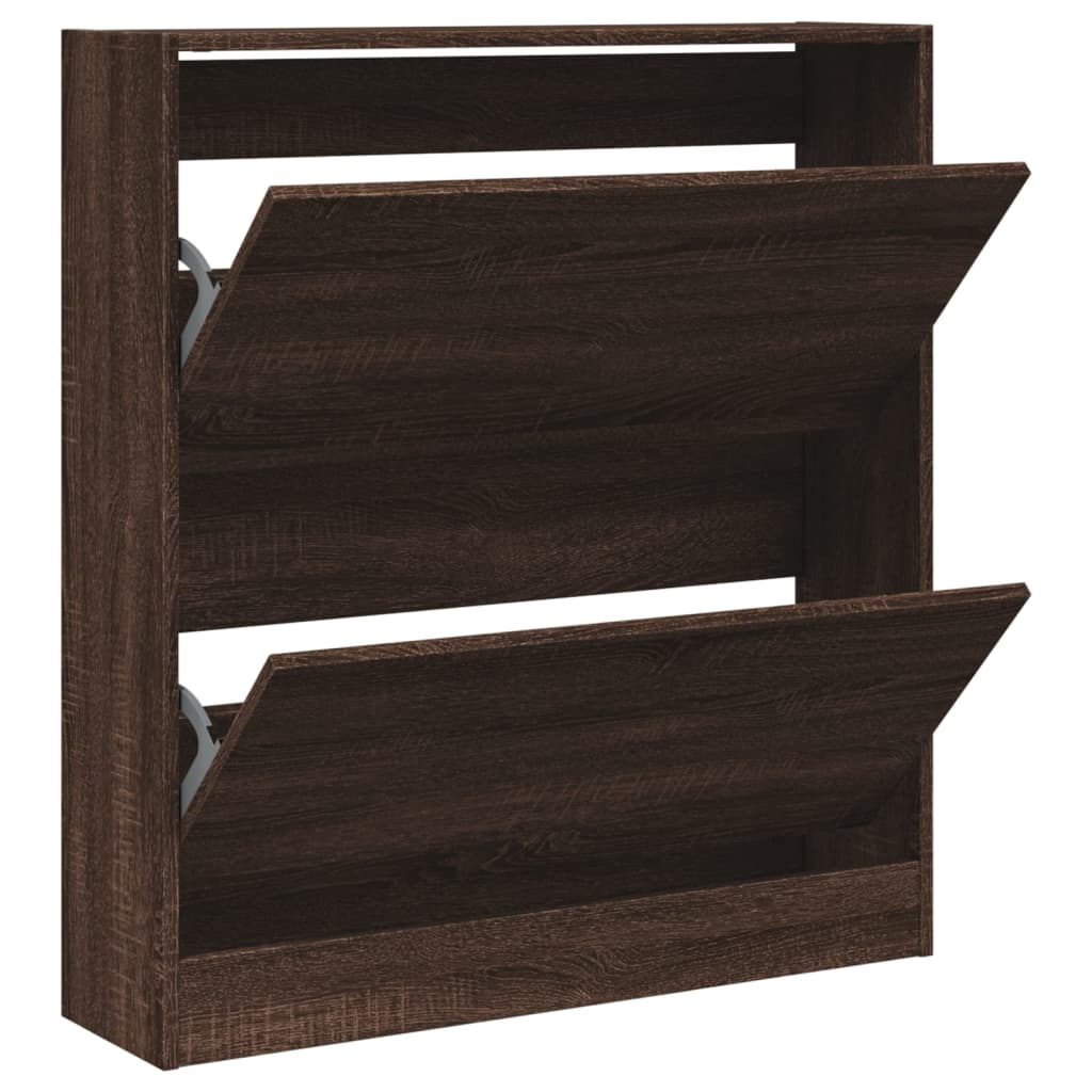 Shoe Cabinet Brown Oak 80x21x87.5 cm Engineered Wood