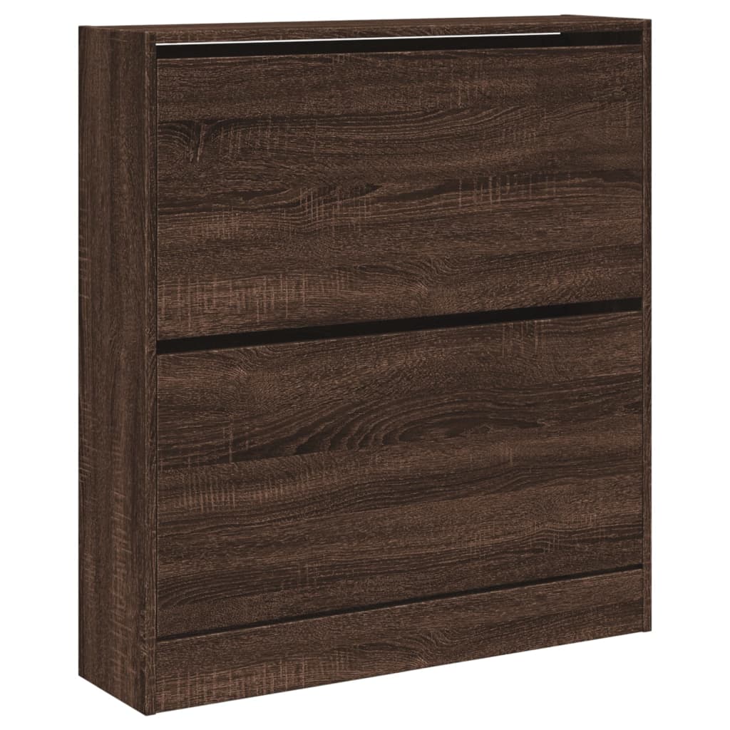 Shoe Cabinet Brown Oak 80x21x87.5 cm Engineered Wood