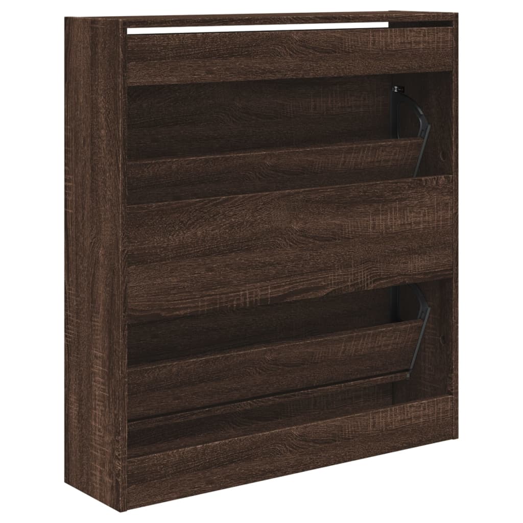Shoe Cabinet Brown Oak 80x21x87.5 cm Engineered Wood