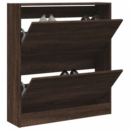 Shoe Cabinet Brown Oak 80x21x87.5 cm Engineered Wood