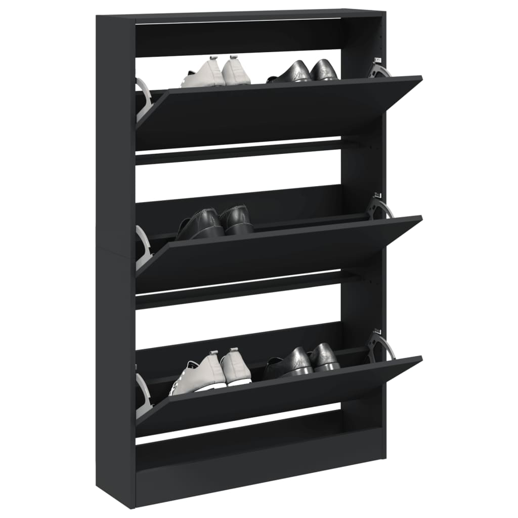 Shoe Cabinet Black 80x21x125.5 cm Engineered Wood