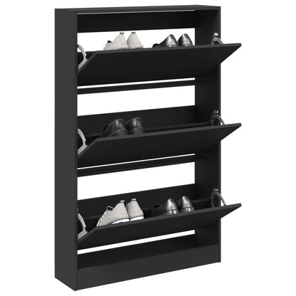 Shoe Cabinet Black 80x21x125.5 cm Engineered Wood
