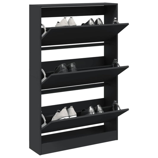 Shoe Cabinet Black 80x21x125.5 cm Engineered Wood