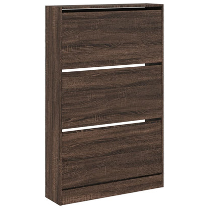 Shoe Cabinet Brown Oak 80x21x125.5 cm Engineered Wood