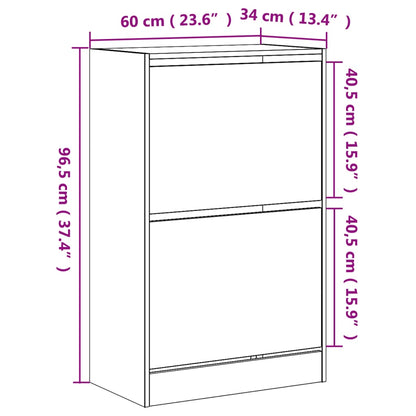 Shoe Cabinet Concrete Grey 60x34x96.5 cm Engineered Wood
