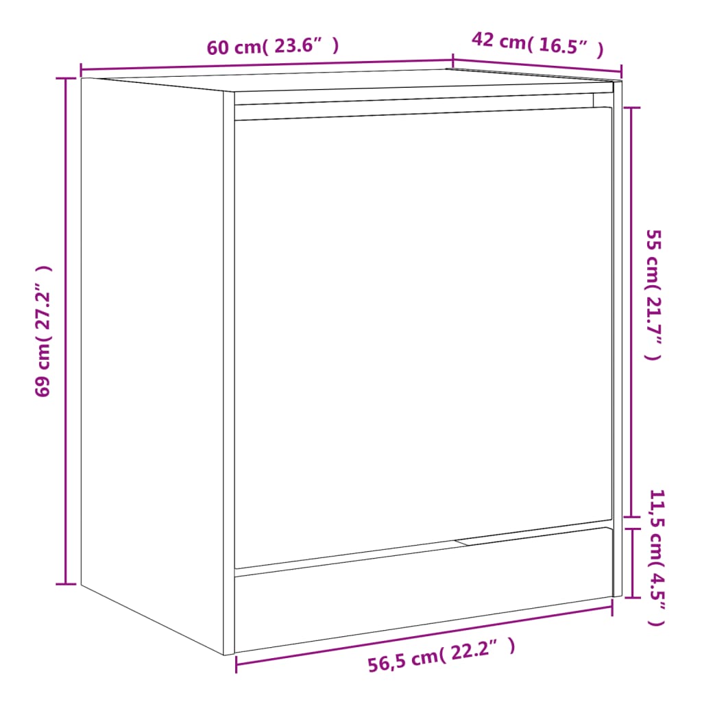 Shoe Cabinet White 60x42x69 cm Engineered Wood