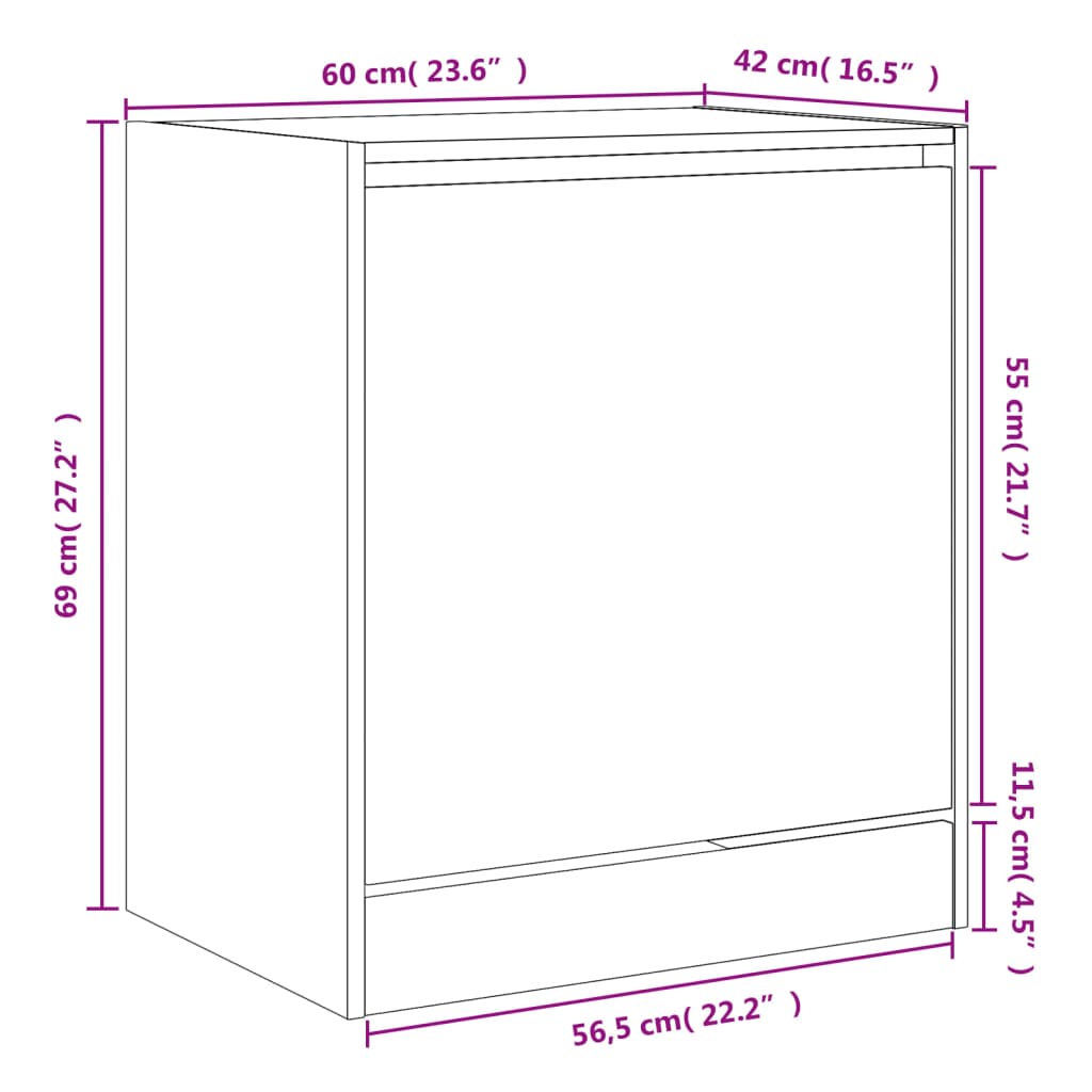 Shoe Cabinet Smoked Oak 60x42x69 cm Engineered Wood