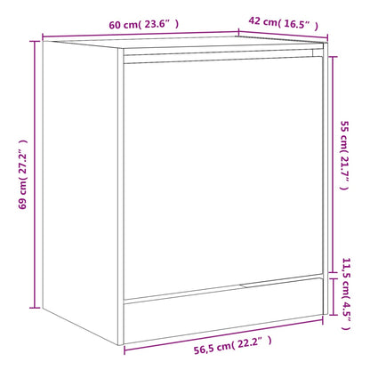 Shoe Cabinet Grey Sonoma 60x42x69 cm Engineered Wood